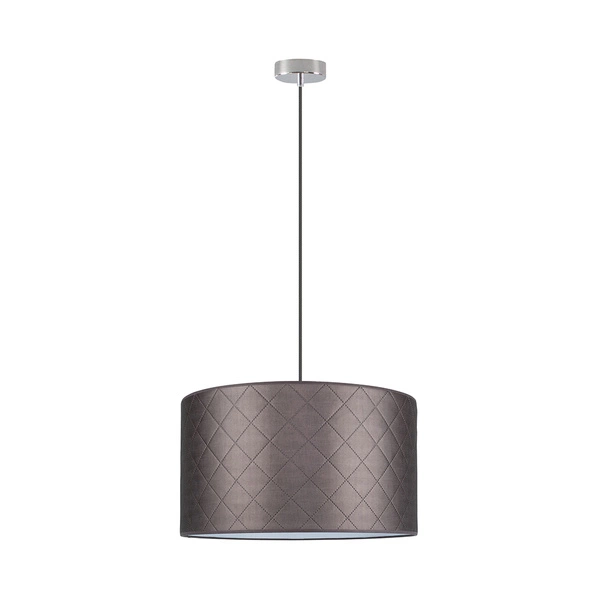 Mirabella Pendant Lamp 1xE27 Max.60W Chrome Metal/Anthracite Fabric Cable/Brown Synthetic Material Shade 1693128