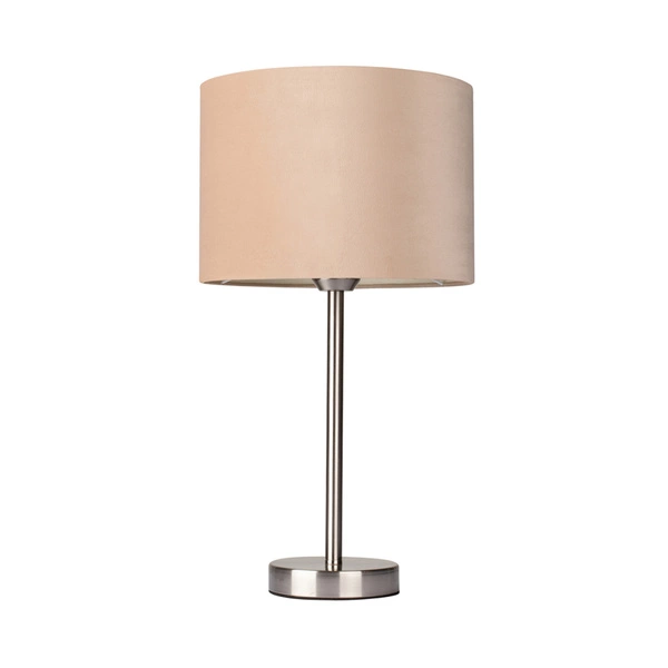 Scarlett Table Lamp 1xE27 Max.40W Satin Metal/Transparent PVC Cable/Beige Velvet Shade 7751027