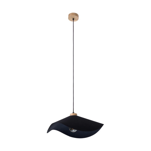 Hattu Pendant Lamp 1xE27 Max.40W Oiled Oak/Black Fabric Cable/Black Fabric Shade 1614119174