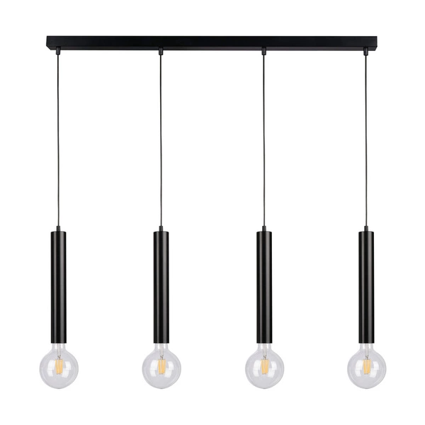 Barrel Pendant Lamp 4xE27 Max.60W Black Metal/Black PVC Cable 16709404