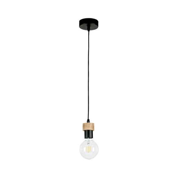 Clarte Pendant Lamp 1xE27 Max.60W Oiled Oak/Black Metal/Black Fabric Cable 3271104