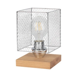 Norman Wood Table Lamp 1xE27 Max.25W Oiled Oak/Chrome Metal/Transparent PVC Cable 9175974