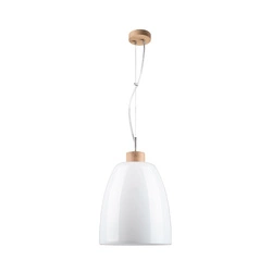 Campana Pendant Lamp 1xE27 Max.60W Oiled Oak/Transparent PVC Cable/White Glass 9844074