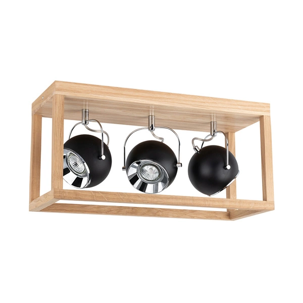 Roy Ceiling Lamp Incl.3xLED GU10 5W Oiled Oak/Black Metal 5224374