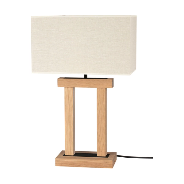 Hakon Table Lamp 1xE27 Max.40W, 2xLED 24V 7.5W Int. Oiled Oak/Black/Beige with Touch Dimmer 7037403610075