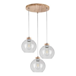 Laguna Wood Lampa Wisząca 3xE27 Max.60W Dąb Olejowany/Transparentny PVC/Transparentny 18710374R