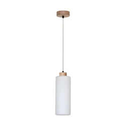 Lampa Wisząca Zefir 1xE27 Max.60W Dąb Olejowany/Przezroczysty Kabel PCV/Szkło Białe 113860174