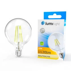 Żarówka LED E27 G95 9W filament 4000K | barwa neutralna