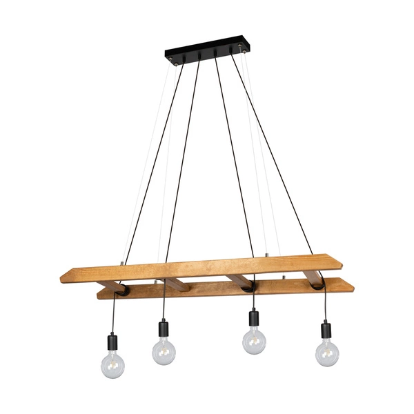 Eskalo Pendant Lamp 4xE27 Max.60W Stained Pine Brown/Black Metal/Black PVC Cable 7219451