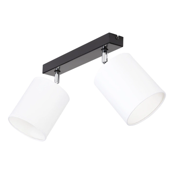 Aprillia Ceiling Lamp 2xE27 Max.25W Black Metal/Chrome Metal/White Fabric Shade 56744204