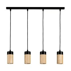 Annick Pendant Lamp Incl. 4xLED GU10 5W Oiled Oak/Black Metal/Black Silicone Braid Cable 1419404