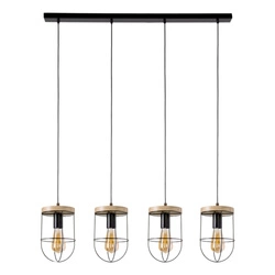 Netuno Pendant Lamp 4xE27 Max.60W Black/Oiled Oak 184159404