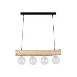 Trabo Simple Pendant Lamp 4xE27 Max.60W Natural Pine/Black Metal/Black PVC Cable 69860404