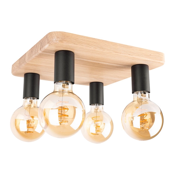 Tamea Ceiling Lamp 4xE27 Max.60W Oiled Oak/Black Metal 2037419800000