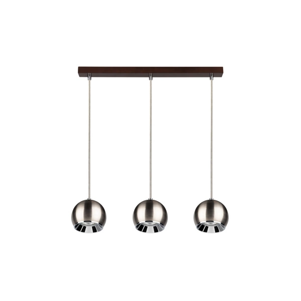 Ball Wood Pendant Lamp Incl. 3xLED GU10 5W Walnut Beech Wood/Satin Metal 5141376