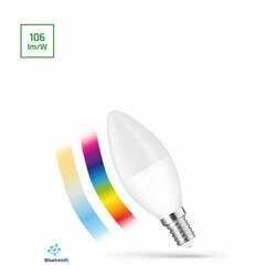 Żarówka LED ŚWIECOWA sterowana Bluetooth RGBW + CCT  barwa 2700 - 6000K 4,9W E14 SMART Simply multikolor