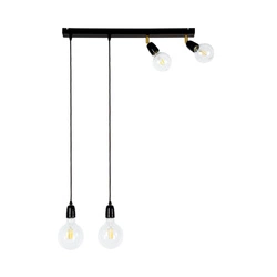 Porcia Ceiling Lamp 4xE27 Max.25W Black Metal/Gold Metal/Black Ceramics/Black Fabric Cable 81279404