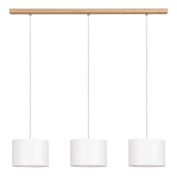 Dove Pendant Lamp 3xE27 Max.40W Oiled Oak/Transparent PVC Cable/White Fabric Shade 16380374