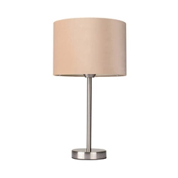 Scarlett Table Lamp 1xE27 Max.40W Satin Metal/Transparent PVC Cable/Beige Velvet Shade 7751027