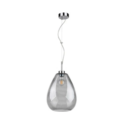 Lampa Wisząca Piro 1xE27 Max.60W Chromowany Metal/Przezroczysty Kabel PCV/Szkło Dymne 9823028