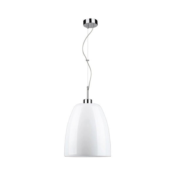 Campana Pendant Lamp 1xE27 Max.60W Chrome Metal/Transparent PVC Cable/White Glass 9844028