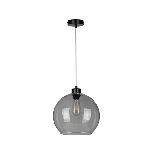 Lampa Wisząca Canberra 1xE27 Max.60W Czarny Metal/Przezroczysty Kabel PCV/Szkło Dymne 5500055