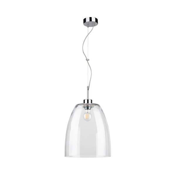 Lampa wisząca Campana 1xE27 Max.60W Chromowany metal/Przezroczysty kabel PVC/Przezroczyste szkło 9842028