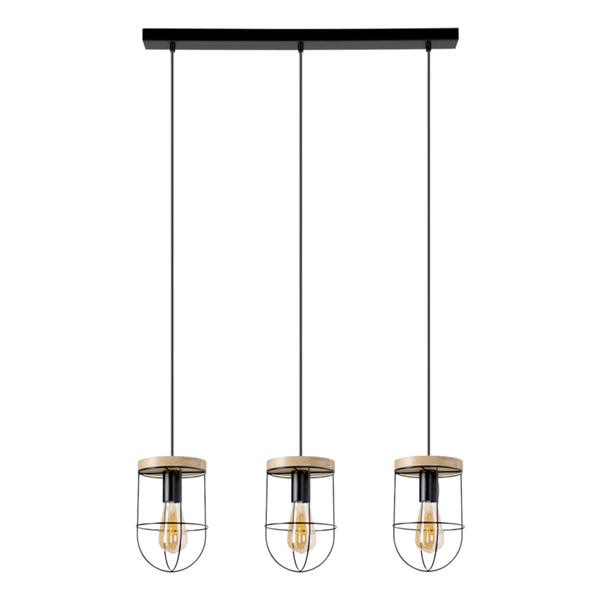 Netuno Pendant Lamp 3xE27 Max.60W Black/Oiled Oak 184159304