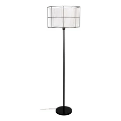 Marinero Floor Lamp 1xE27 Max.15W LED Black/Black PVC/Black-White Linen 124430104