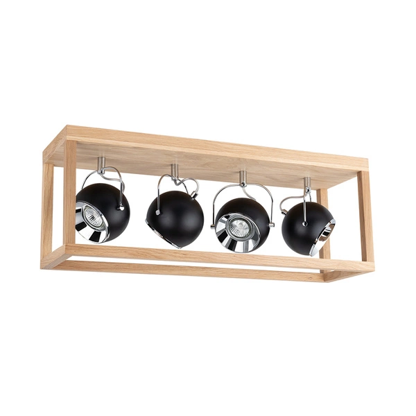 Roy Ceiling Lamp Incl.4xLED GU10 5W Oiled Oak/Black Metal 5224474L