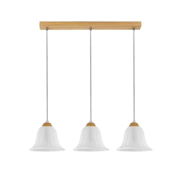 Anna Pendant Lamp 3xE27 Max.60W Oiled Oak/Transparent PVC Cable/White Glass 17940374