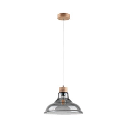 Avino Pendant Lamp 1xE27 Max.60W Oiled Oak/Transparent PVC Cable/Smoked Glass 9873074