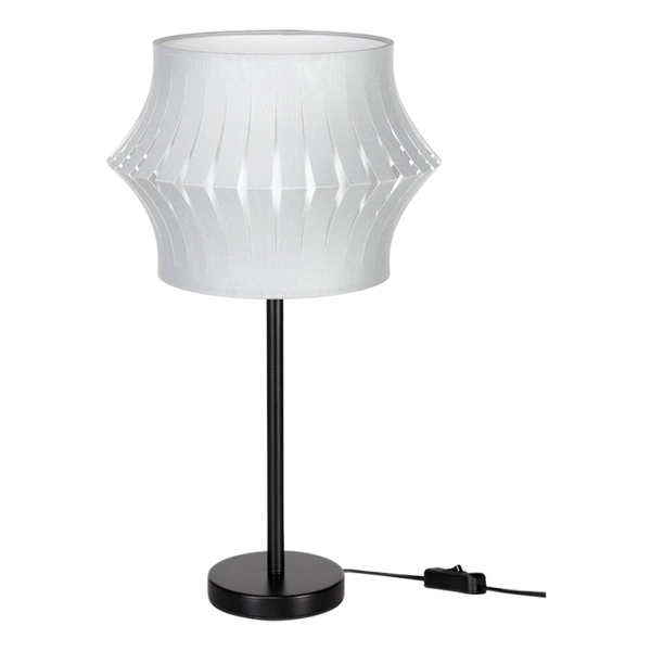 Lotus Table Lamp 1xE27 Max.40W Black Metal/Black PVC Cable/Gray Fabric Shade 724640104