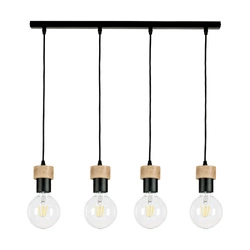 Lampa wisząca Clarte 4xE27 maks. 60W Dąb olejowany/Czarny metal/Czarny kabel z tkaniny 3271404