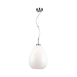 Piro Pendant Lamp 1xE27 Max.60W Chrome Metal/Transparent PVC Cable/White Glass 9824028