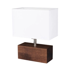 Theo Table Lamp 1xE27 Max.25W Walnut Beech Wood/Black PVC Cable/White Fabric Shade 7462176