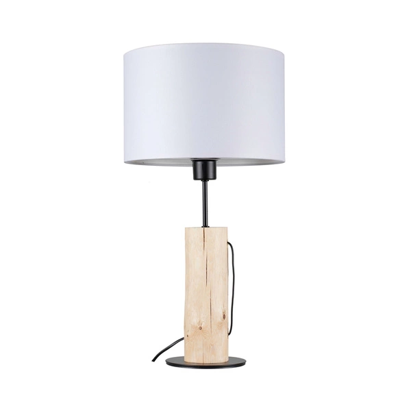 Pino Table Lamp 1xE27 Max.40W Black/Natural Pine/Black Braided/White 77626904