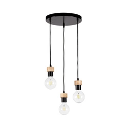 Clarte Pendant Lamp 3xE27 Max.60W Oiled Oak/Black Metal/Black Fabric Cable 3271304R