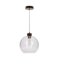 Lampa wisząca Svea 1xE27 maks. 60W drewno bukowe orzechowe/przezroczyste szkło/przezroczysty kabel PVC 13560176