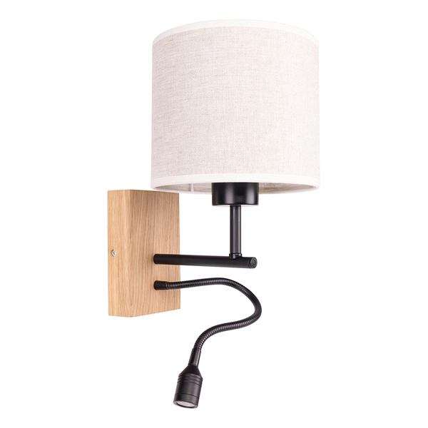 Boho Wall lamp 1xE27 Max.25W, 1xLED Integrated 2.5W Oiled Oak/Black/Beige 57291974