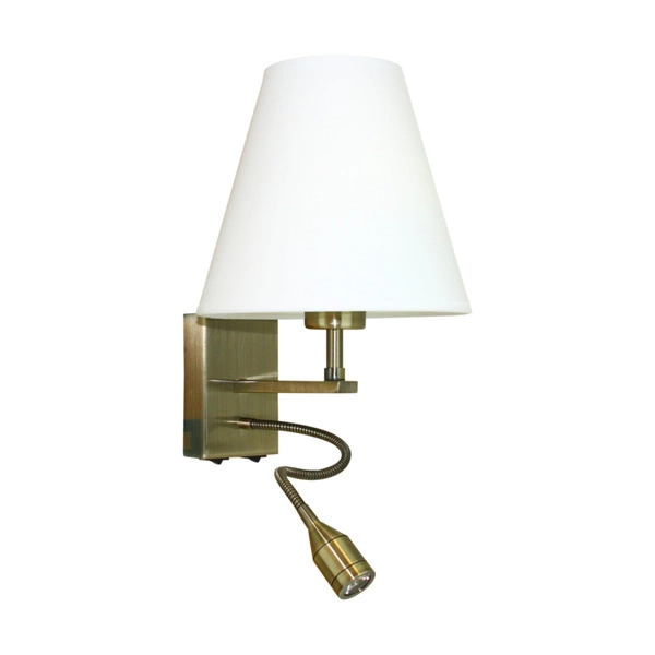 Relax Wall Lamp 1xE27 Max.60W 1xLED Integrated 110lm 3000K 1W Patina Metal/White Fabric Shade 5713111