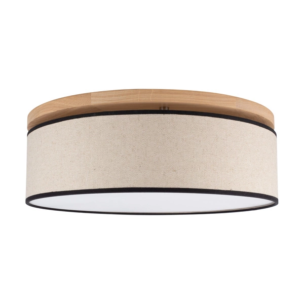 Ares Ceiling Lamp 3xE27 Max.25W Oiled Oak/Bright Linen with black ribbon Shade 4994802