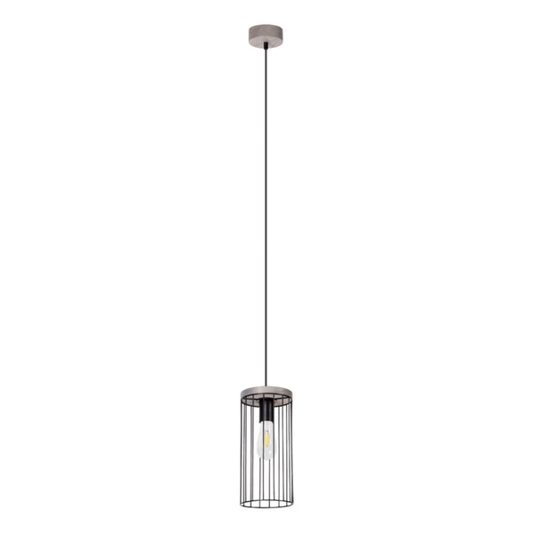 Lampa Wisząca Timeo 1xE27 Max.60W Bejcowana Sosna Szara/Czarny Kabel PCV/Czarny Metal 195109157