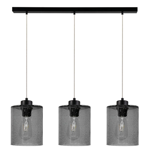 Zefir Pendant Lamp 3xE27 Max.60W Black Metal/Transparent PVC Cable/Smoked Glass 111870304