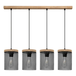 Monsun Pendant Lamp 4xE27 Max.60W Stained Pine Brown/Black PVC Cable/Smoked Glass 161859451