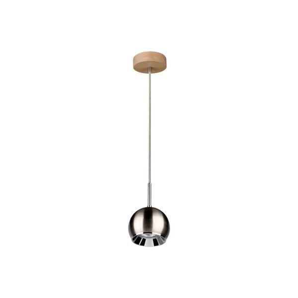 Ball Wood Pendant Lamp Incl. 1xLED GU10 5W Oiled Oak/Satin Metal 5141174