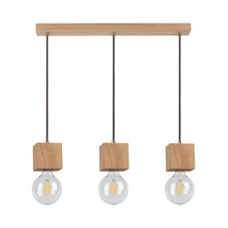 Trongo Square Pendant Lamp 3xE27 Max.60W Oiled Oak/Anthracite Fabric Cable 7161374L