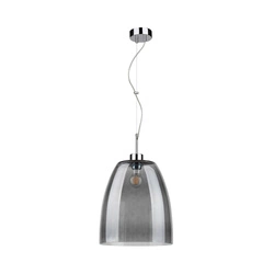 Lampa wisząca Campana 1xE27 maks. 60W chromowany metal/przezroczysty kabel PVC/szkło dymione 9843028