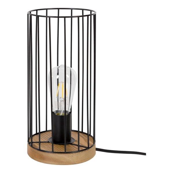 Timeo Table Lamp 1xE27 Max.25W Oiled Oak/Black Metal/Black PVC Cable 796049174