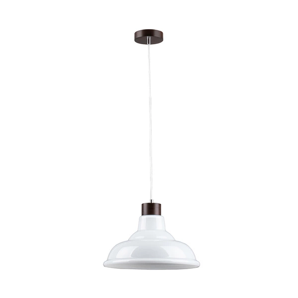 Avino Pendant Lamp 1xE27 Max.60W Walnut Beech Wood/Transparent PVC Cable/White Glass 9874076